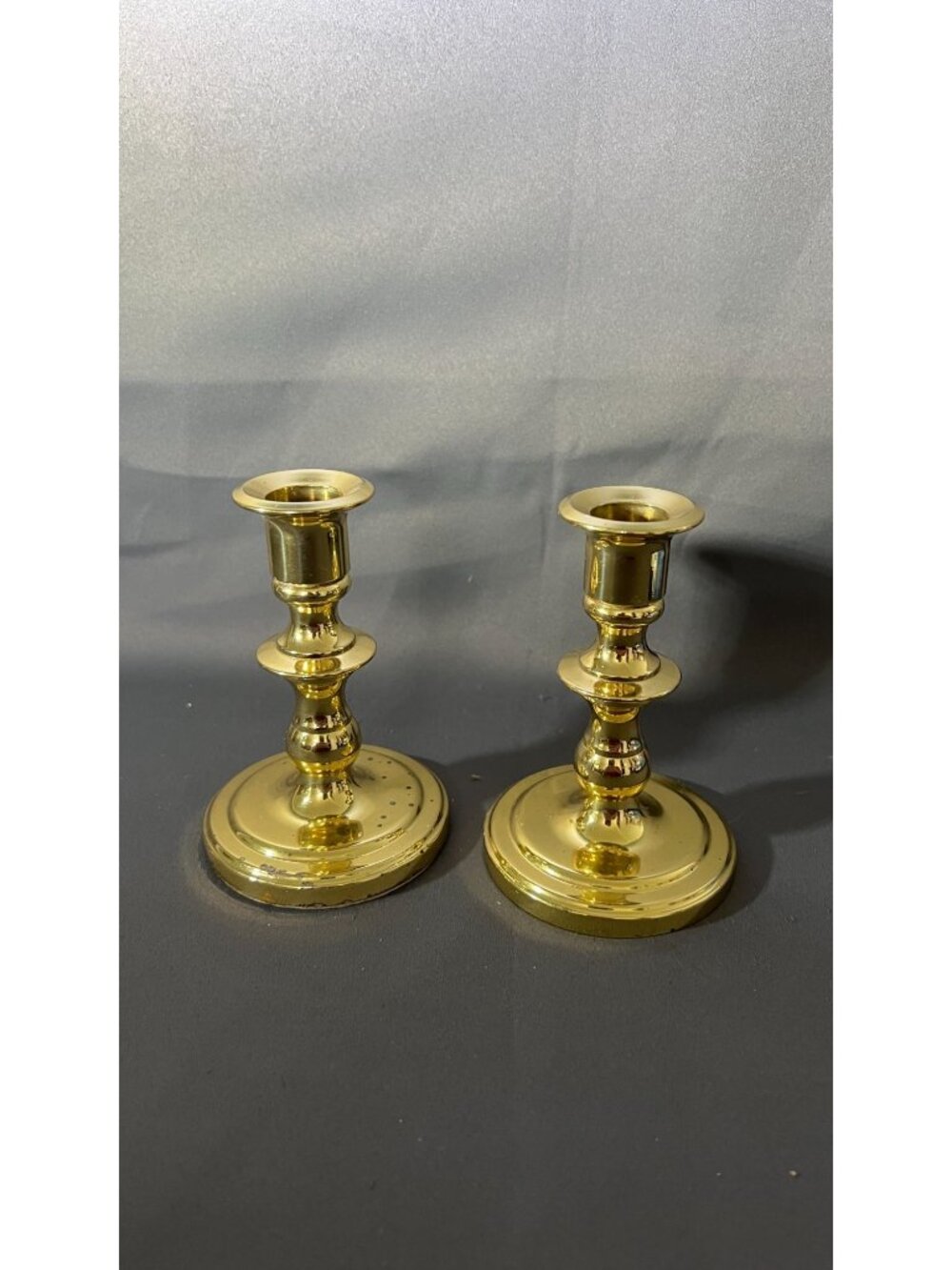Baldwin Solid Brass Candlestick Holders Classic Pair Vintage